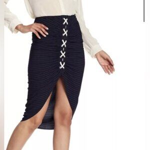 VERONICA BEARD Marlow Lace Up Ruched Skirt - NavyWhite - Size 6 - Like New!